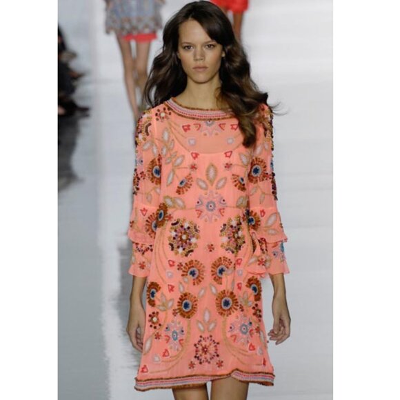 Vintage MATTHEW WILLIAMSON Beaded Dress Spring 2007 Runway Sz 10 - Picture 1 of 16